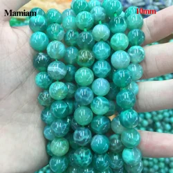 Mamiam A Green Peacock Agates Beads 6mm 8mm 10mm Smooth Loose Round Stone Diy Bracelet Necklace Jewelry Making Gemstone Design