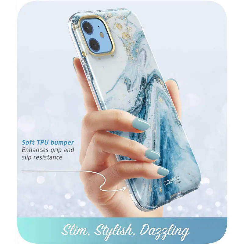 i-Blason For iPhone 11 Case 6.1 inch (2019 Release) Cosmo Full-Body Glitter Marble Bumper Cover with Built-in Screen Protector