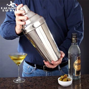 1.8L Big Stainless Steel Cocktail Boston Bar Shaker: 3-piece Set