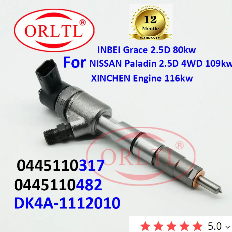 

ORLTL 0445110317 0445110482 DK4A-1112010 Diesel Common Rail Injector Nozzle 0 445 110 317 0 445 110 482 FOR INBEI Grace NISSAN