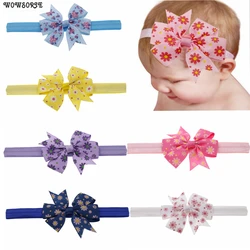 baby headband Printed Ribbon hair Bow headbands Flower Elastic Hair Band Girls Kids Handmade Flower children Hair Accessories