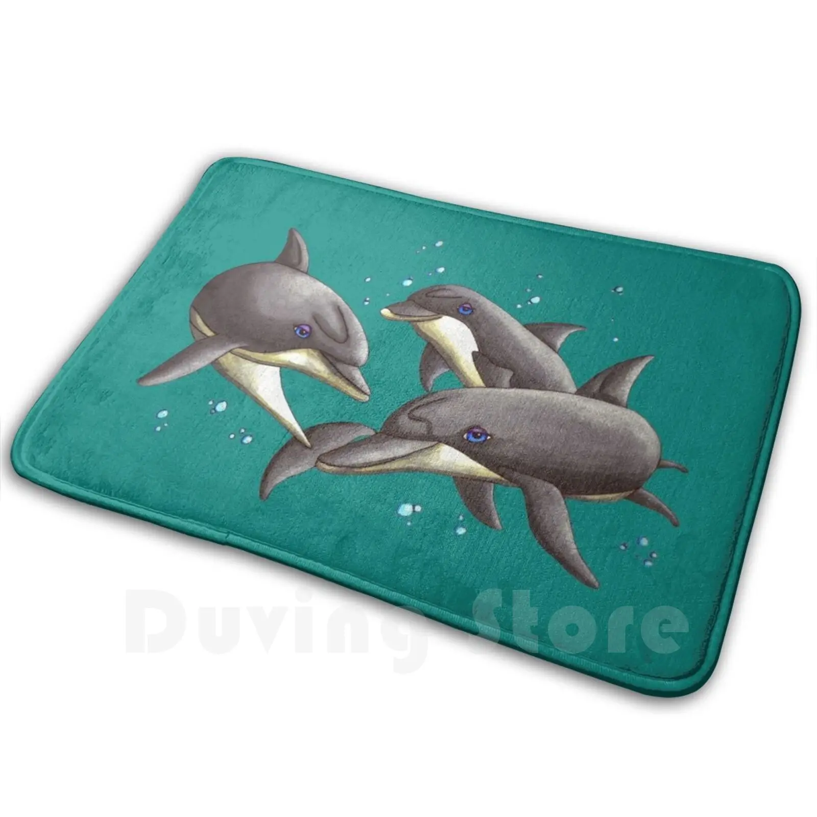 Dolphins Soft Non-Slip Mat Rug 1561 Carpet Cushion Dolphin Fish Marine Sea Animal Water Ocean Beach Whale Creature Swim