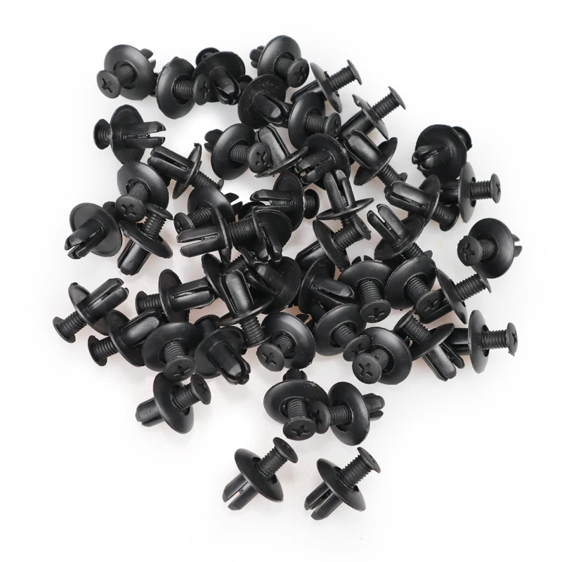 FQC&Rv Car Plastic Rivets,Universal Auto Staples 50 Pcs 8mm Hole Black for Door Panel Fender Bumper Accessories.