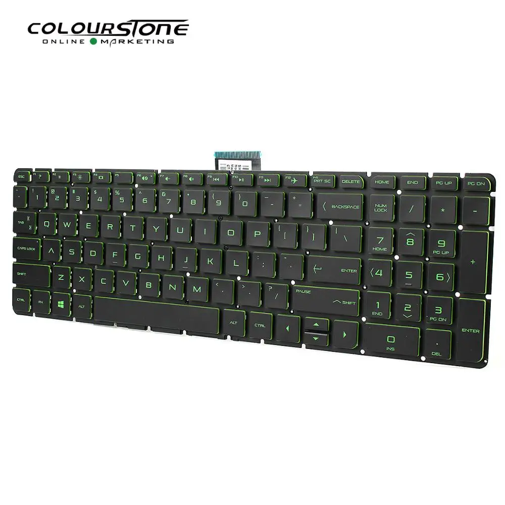 Keybard-teclado para portátil con letras verdes 15-ab 15-BC, Original de EE. UU., teclado interno, novedad