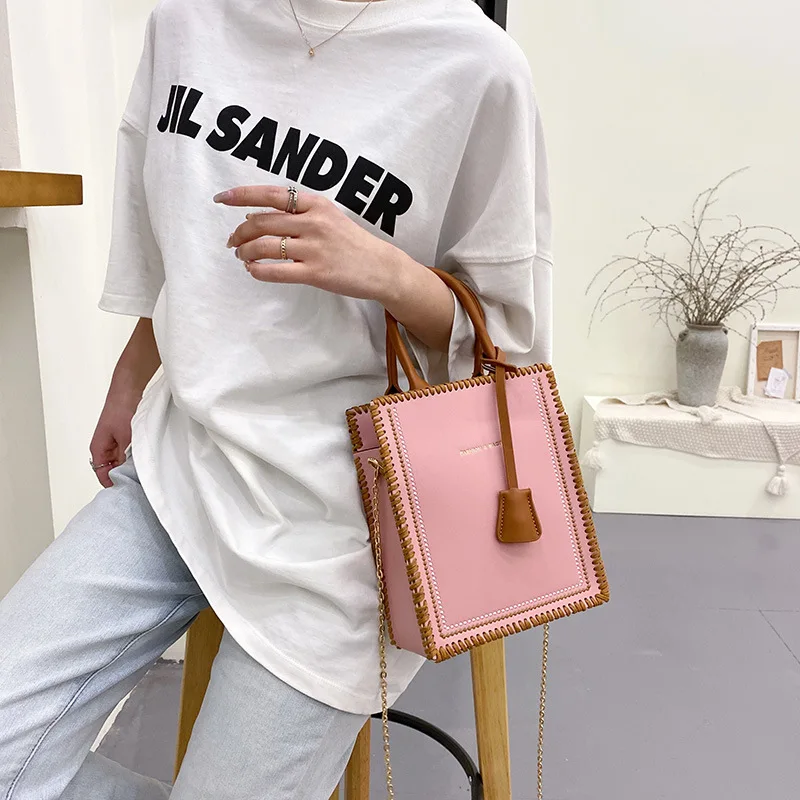 DIY Handmade Hand Stitching Handel Shoulder Women Bag Accessories PU Leather Retro Messenger Bag Woven Set