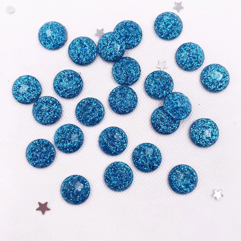 100pcs Colorful Glitter Resin Paillette 8mm Round Faceted Gem Flatback Rhinestone Appliques DIY Wedding Scrapbook Craft SW66