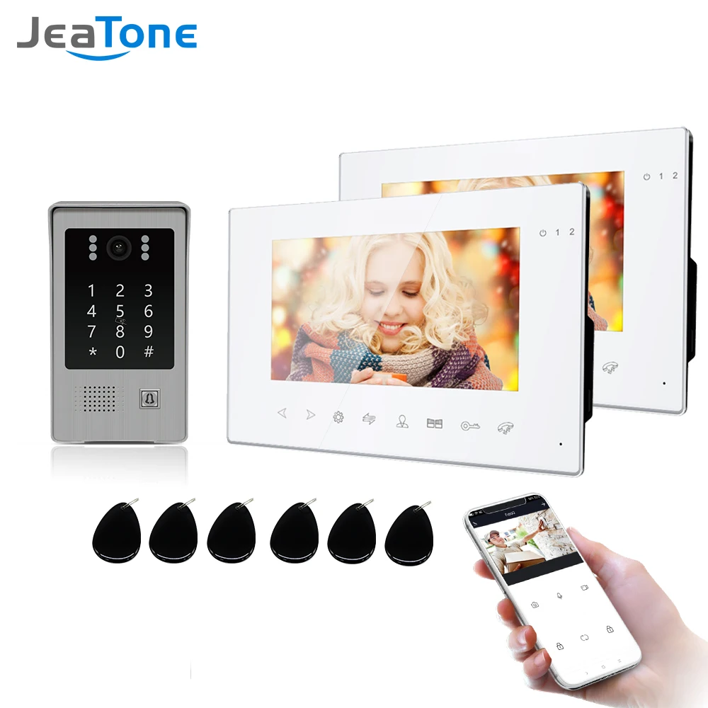 Jeatone Wifi Smart Home Video Door Phone Intercom System with Doorbell for Apartment Access Control Support Password Unlock