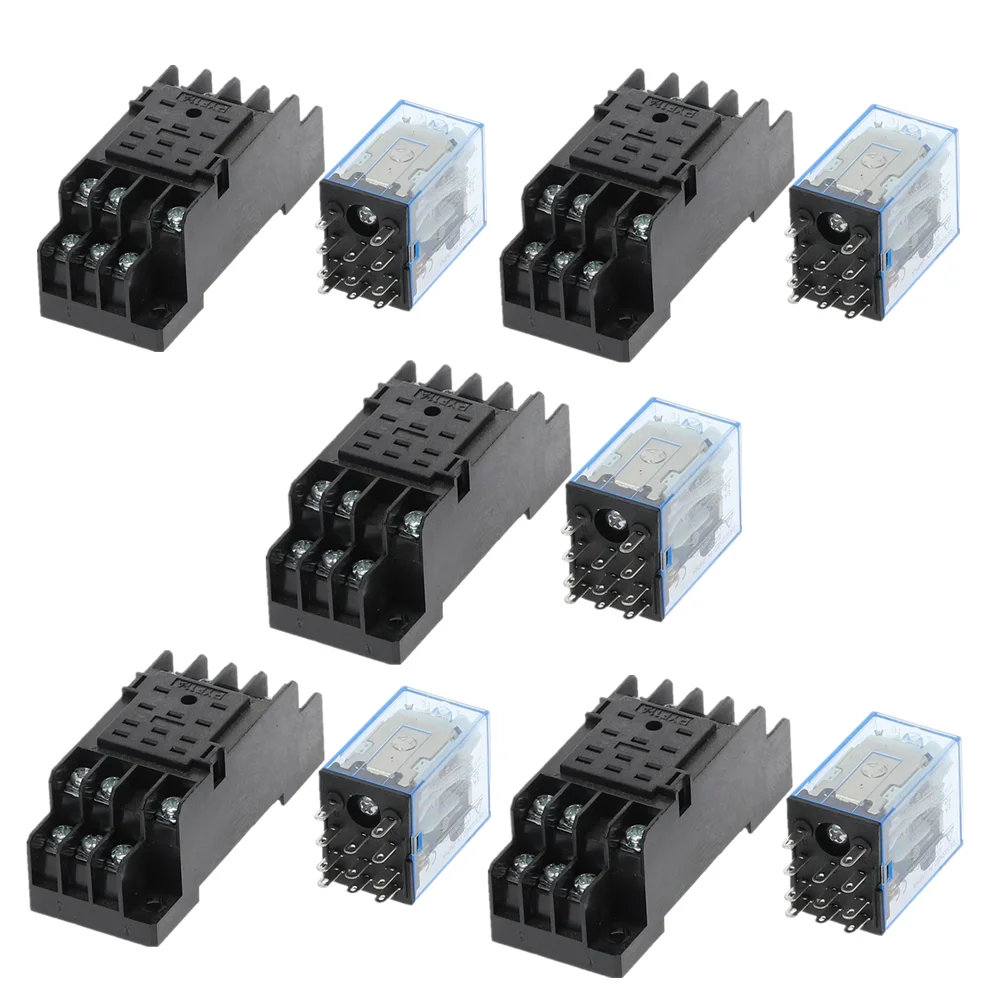 

5sets 3pdt my3n general purpose relay my3nj power relay switch my3 11pins with socket AC DC 12V 24V 36V 110V 220V 380V