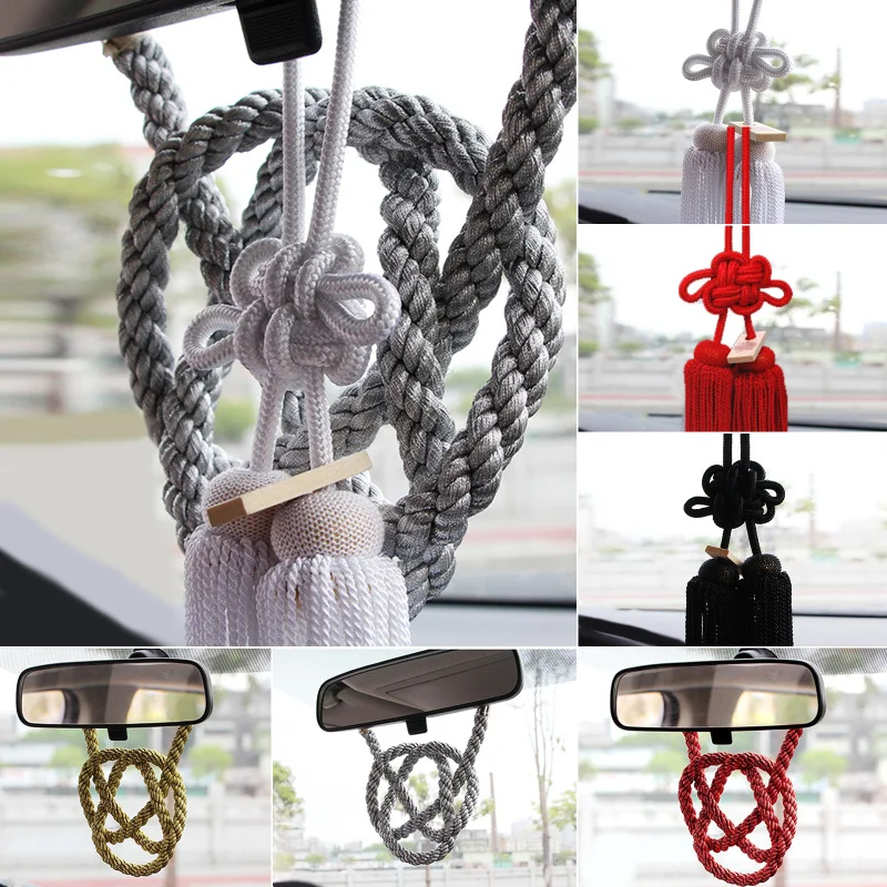 Car Rearview Mirror Pendant Chinese Knot Pendant Gold And Silver Rope Chrysanthemum Knot Meaning Safety And Good Luck