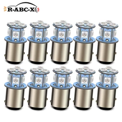 RUIANDSION 10Pcs 6V 12V 24V BA15D 1142 1157 BAY15D P21/5W 5050 8SMD White Red Amber Turn Tail Signal Car Brake Light Stop Lamp