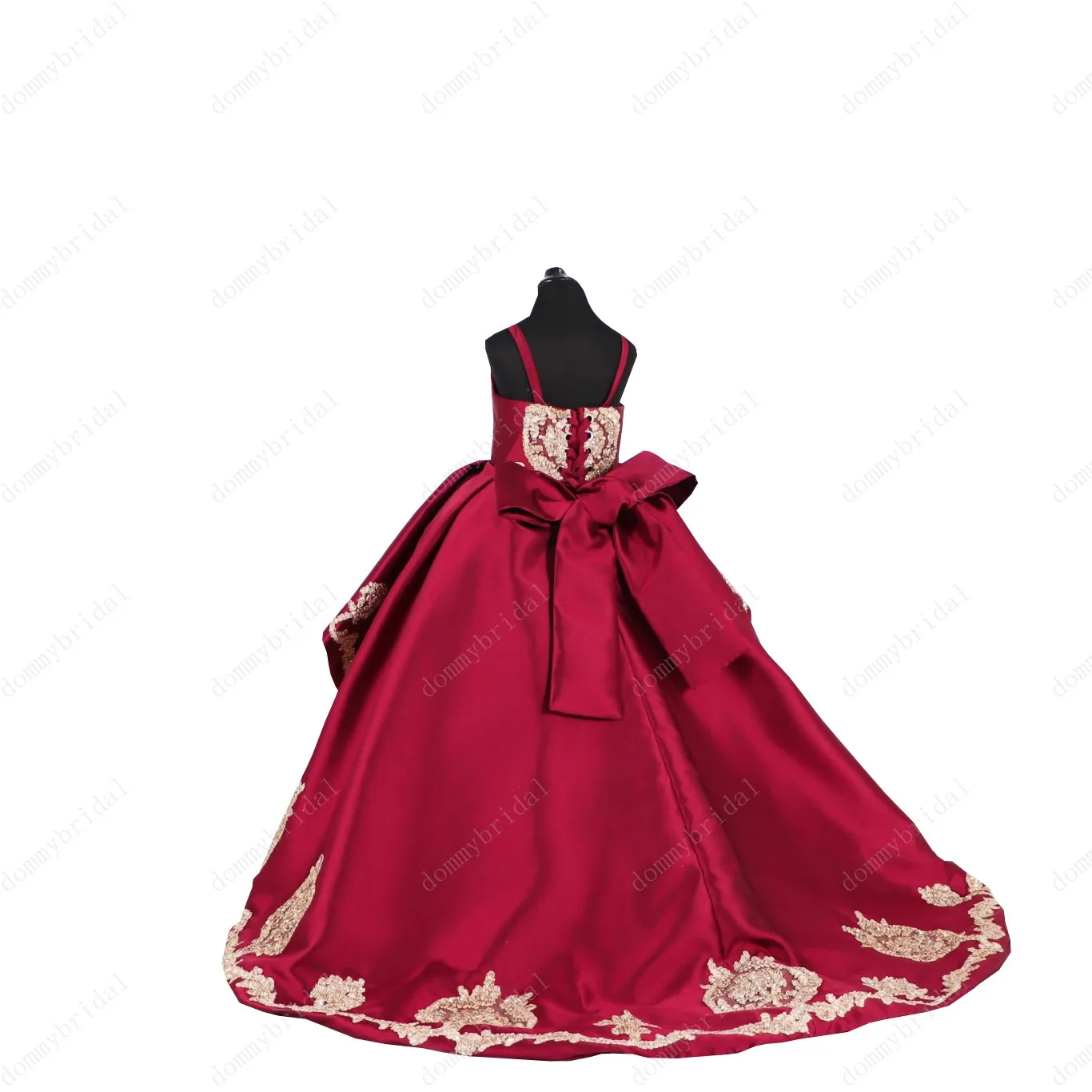 2023 sexy ouro bordado borgonha inchado vestido de baile crianças vestidos da menina flor cetim tule pérola primeiro comunhão concurso vestido baile