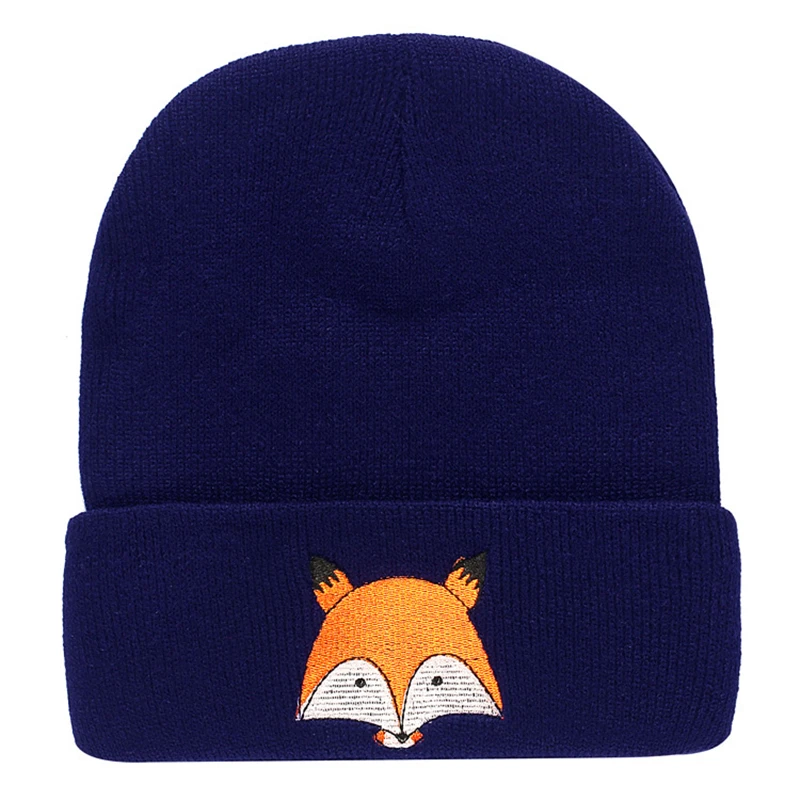 CLIMATE Women Fox Beanie Winter Warm Hat Cap New Cute Fox Lovely Skulls Knitted Hat For Adult Teenagers Boy Girls Women