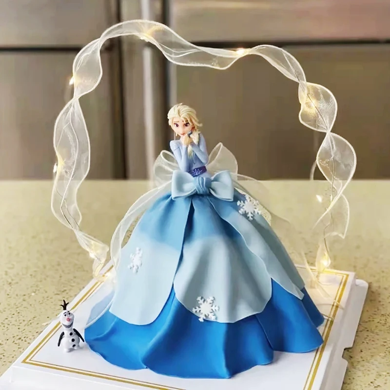 Cartoon Birthday Cake Decoration Furnishing Articles Ice Princess Castle Girl Birthday Cake Topper Doll children love snow Gift