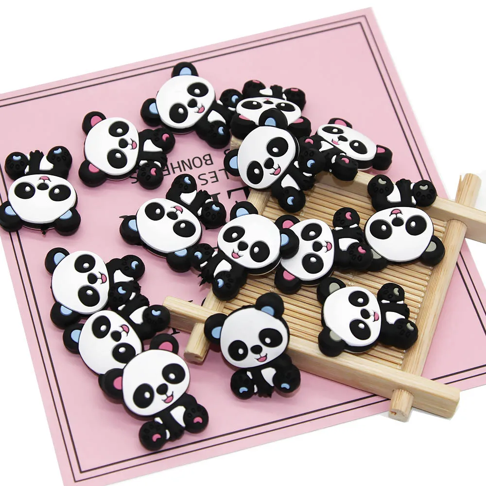 

Cute-Idea 10PCs Panda Beads Cartoon Animals Teether DIY Handmade Pacifier Chain Accessories Chain BPA Free Chewable Teething