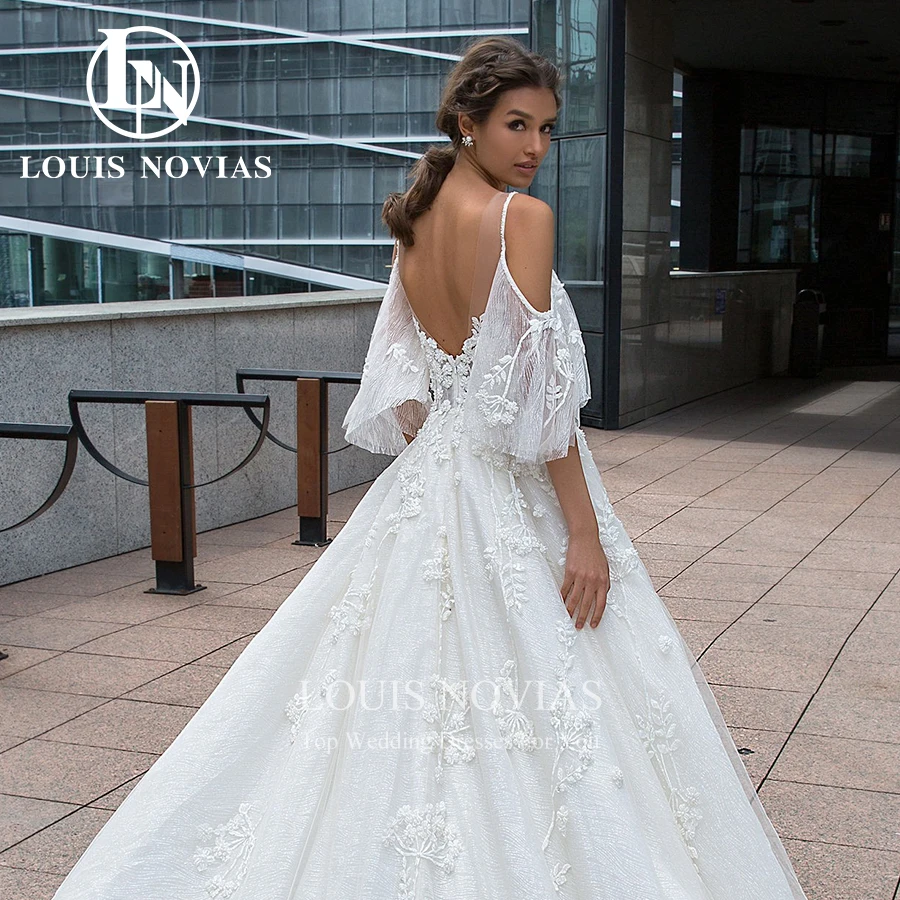 LOUIS NOVIAS-Vestidos De Novia De lujo para mujer, traje De boda con espalda descubierta, cuentas, escote Corazón, brillante, 2024