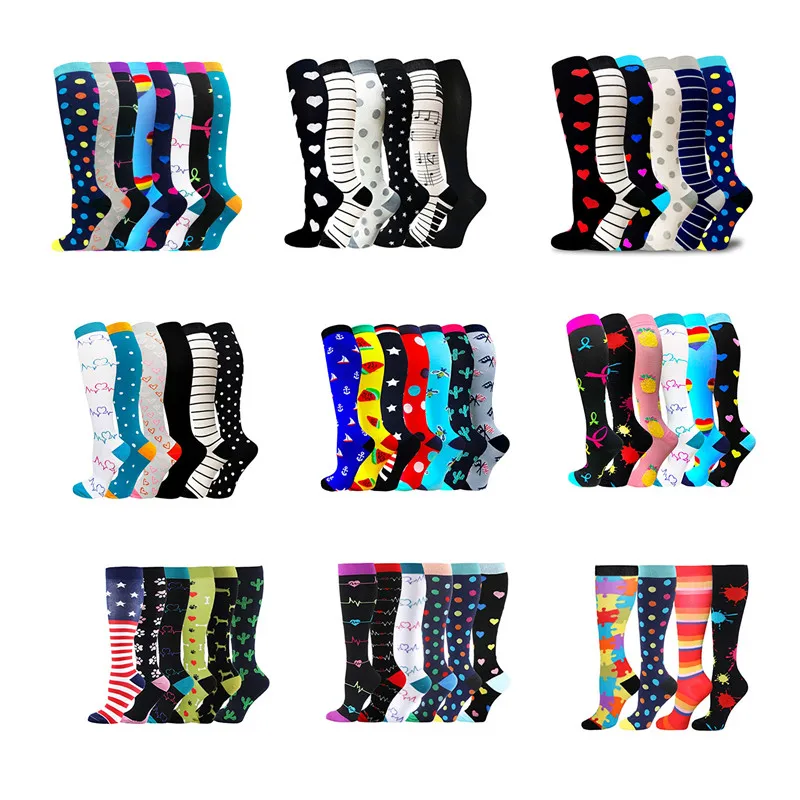 

6 Pairs Compression Stocking Men Women Anti Fatigue Pain Relief Sports Socks Running Cycling Edema Diabetes Varicose Veins Socks