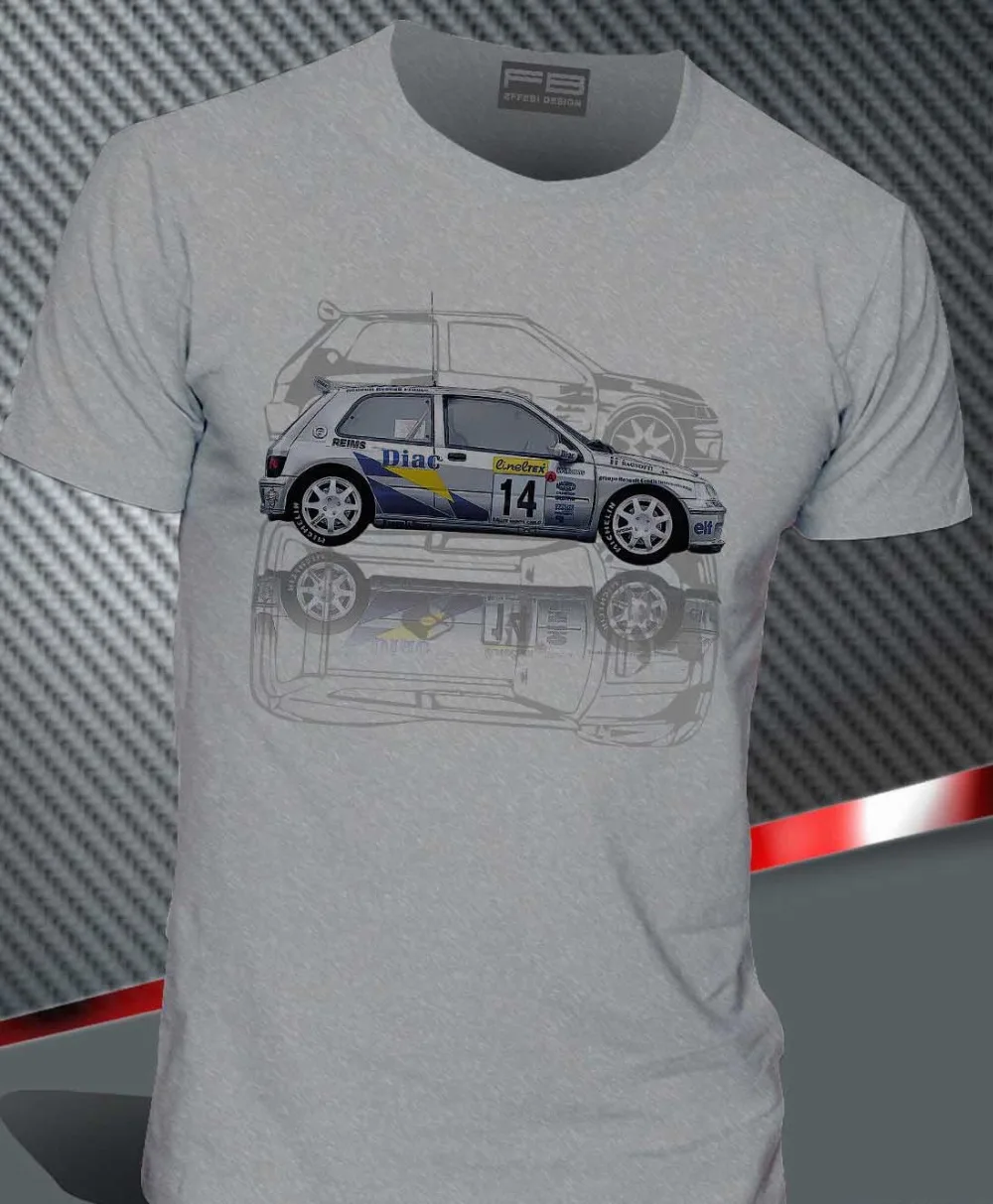 T-Shirt renoult Clio Williams Maxi Kit Car Team Diac France Men T Shirt 2020 Summer Cotton Men Fashion Leisure Tee ogo