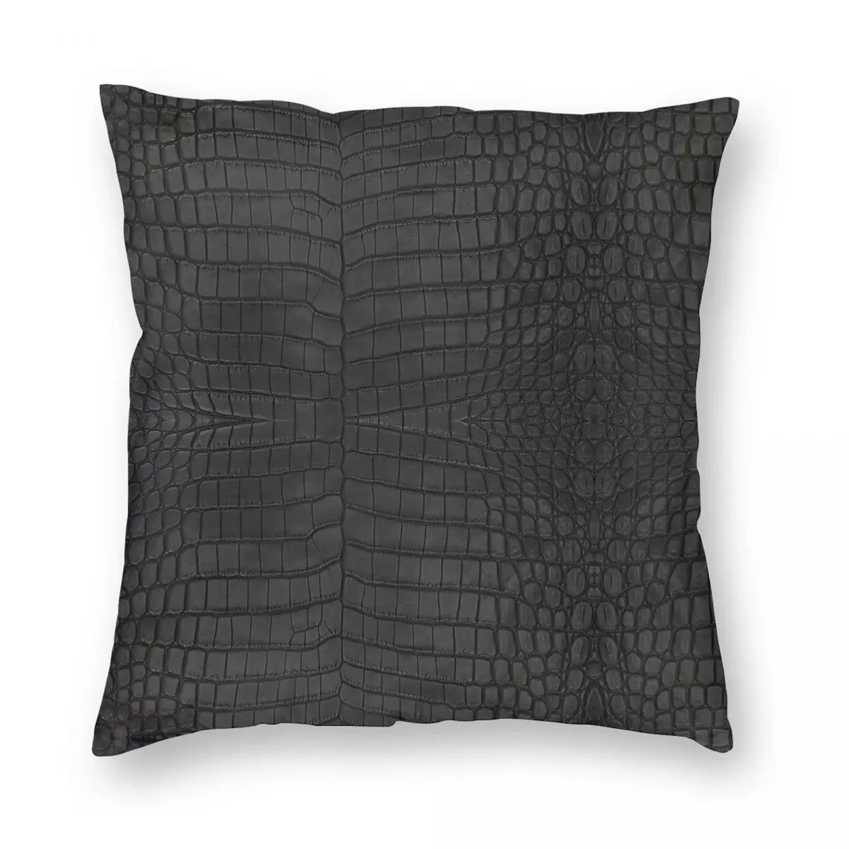 Black Crocodile Skin Square Pillowcase Polyester Linen Velvet Printed Zip Decor Car Cushion Cover