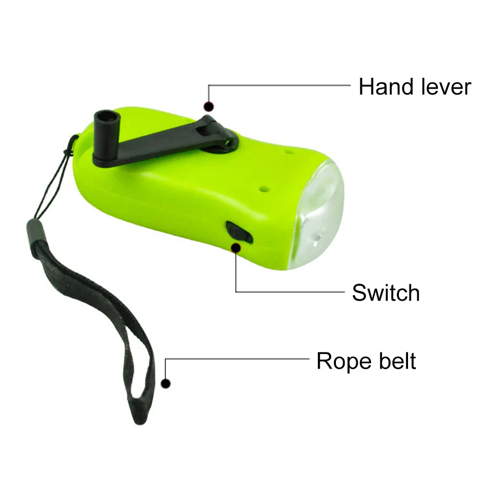 Mini LED Hand Crank Dynamo Solar Power Rechargeable Carabiner Camping Flashlight SUB Sale