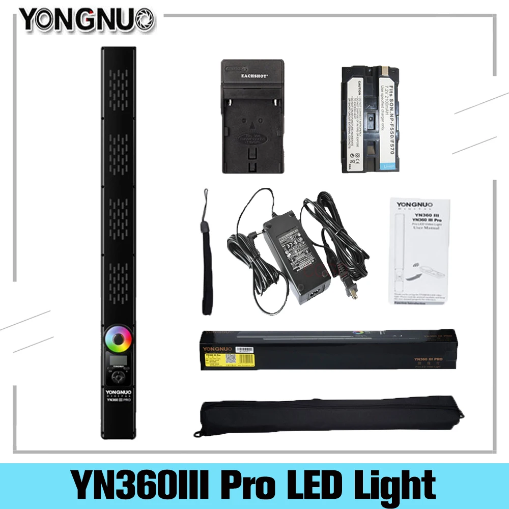 Yongnuo YN360 III Pro Handheld Stick LED Video Light Touch Adjusting Bi-colo 3200k To 5500k RGB Fill Lighting With Remote By APP