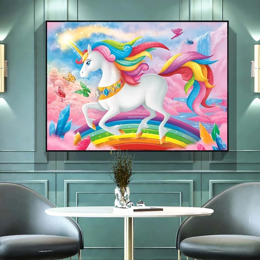 2021 New 5D Diy Diamond Painting Unicorn Cartoon Animal Inlaid Embroidery Mosaic All Square/Round Diamond Room Art Decoration