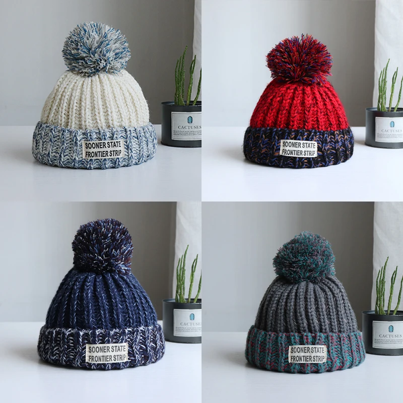 

Autumn and winter children's hats men's and women's baby hats Korean lovely knitted wool caps with thick pile hat ear protectors
