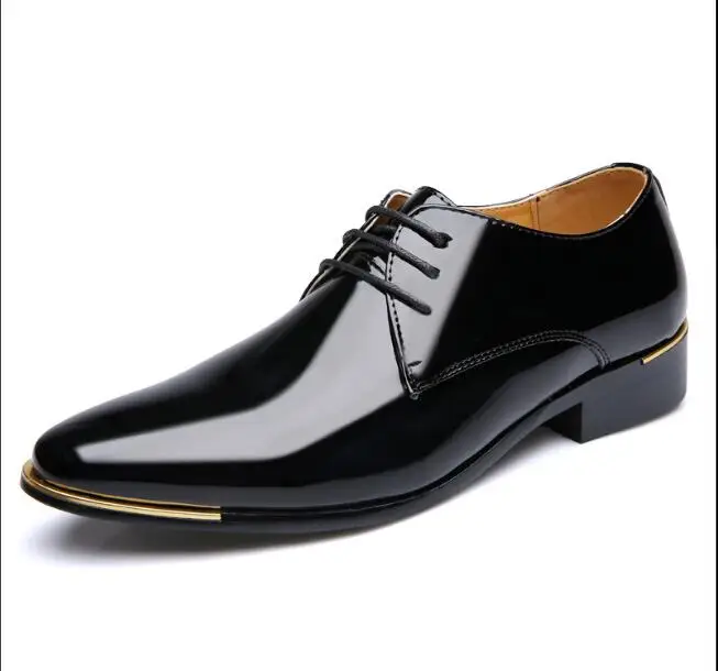 Autumn spring Newly Men's Quality Patent Leather Shoes Men's fashion shoes Size 38-47 Black Leather Soft Man Dress Shoes