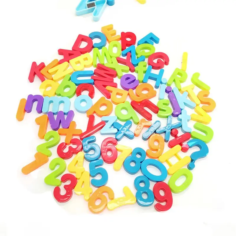 1 Set Magnetic Alphabet Magnets Letters and Numbers Toy ABC 123 Fridge Plastic Toy Set Educational Magnetic in Bucket Preschoo