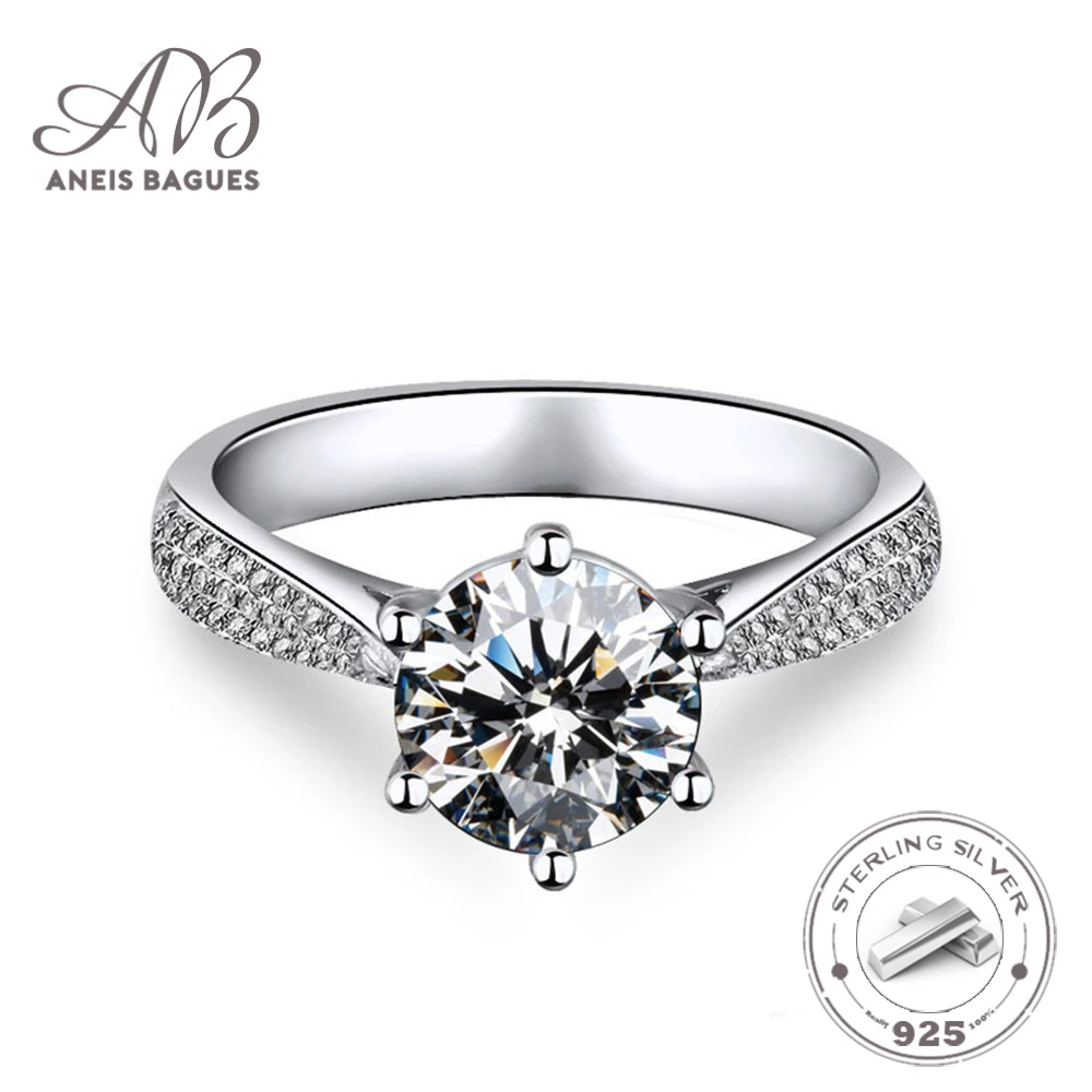 

Aneis Bagues Sparkling Created Moissanite Wedding Rings For Women Top Quality 100% 925 Sterling Silver Engagement Fine Jewelry