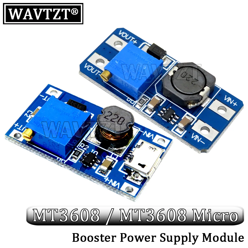 MT3608 Micro DC-DC Step Up Converter Booster Power Supply Module Boost Step-up Board TP4056 Micro MAX output 28V 2A For Arduino