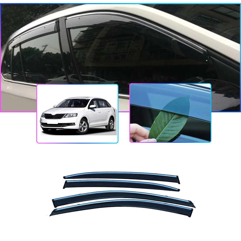 

Smoke Window Sun Rain Visor Deflector Guard For Skoda Rapid Spaceback 2014 2015 2016 2017 2018 Car Sunny visor Accessories