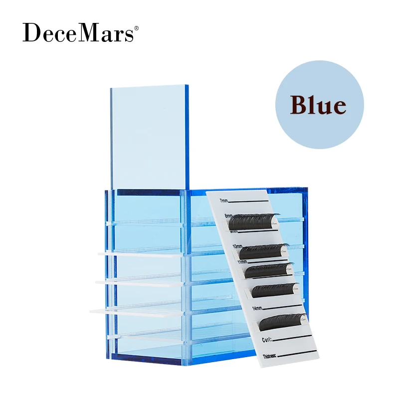 DeceMars  False Eyelashes Storage Box 5 Layers Acrylic Pallet Lash Holder RED/BLUE/WHITE