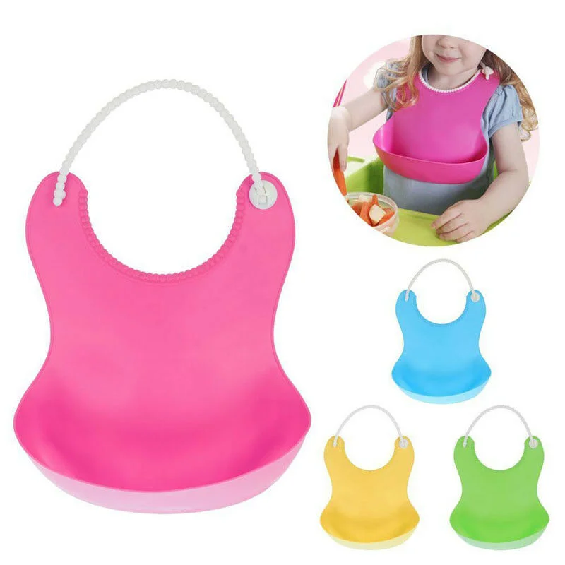 Fashionable Silicon Baby Bib Waterproof Infant Bibs Newborn Feeding Cloth Toddle Boys Girls Adjustable Different Styles of Bibs