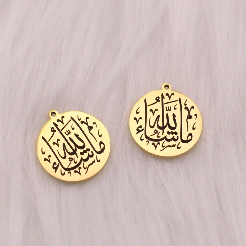 Mashallah god willing Stainless Steel pendant muslim charm 2 pcs /lot