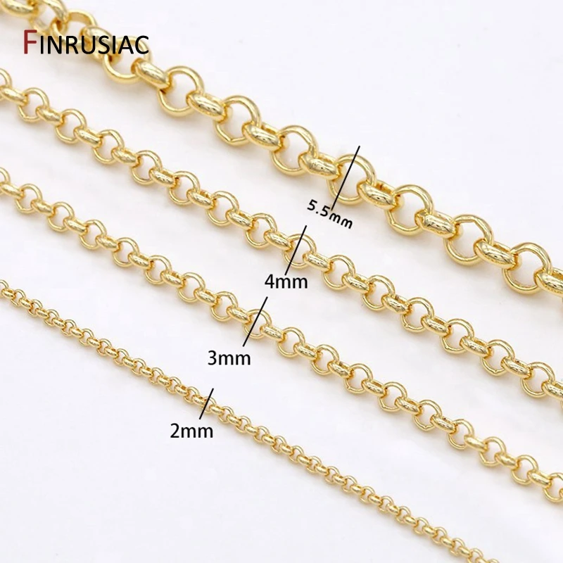 Großhandel 14k Gold Überzogene 2/3/4/5,5mm Runde Link Kette Zubehör Für Schmuck Machen, DIY Armband Halskette Kette Spool – Detail 16