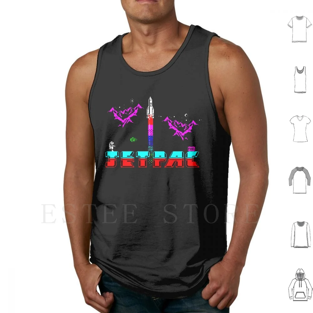 Jetpac Tank Tops Vest Zx Spectrum Retro Pixel Game Computer Video Jetpac Jet Pack Shooter Rocket Fuel