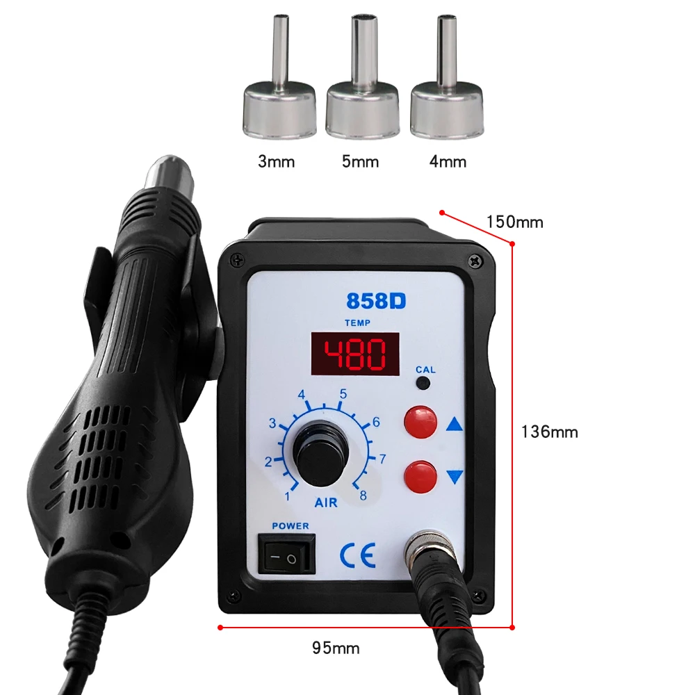 Hot Air Gun BGA Retrabalho Estação de solda, ventilador, secador de cabelo, solda Heat Gun SMD, SMT Soldagem, Reparação, 220V, 110V, 858D