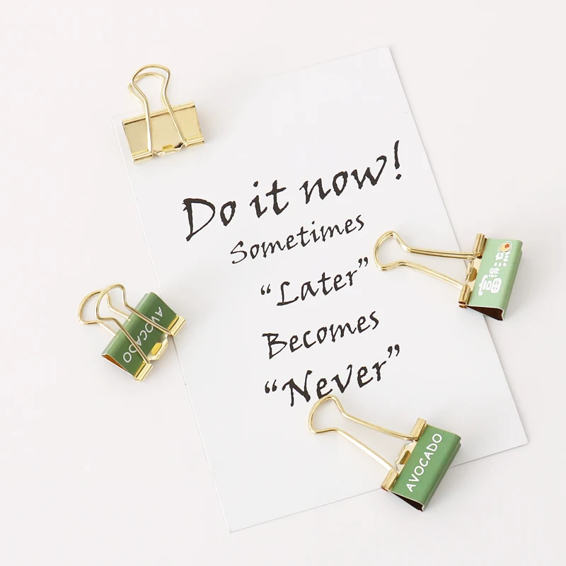 TUTU 6pcs /box Fashion Gold Avocado Season Fruit Binder Clip  Metal Binder Clips Photos Tickets Notes Letter Paper Clip H0327