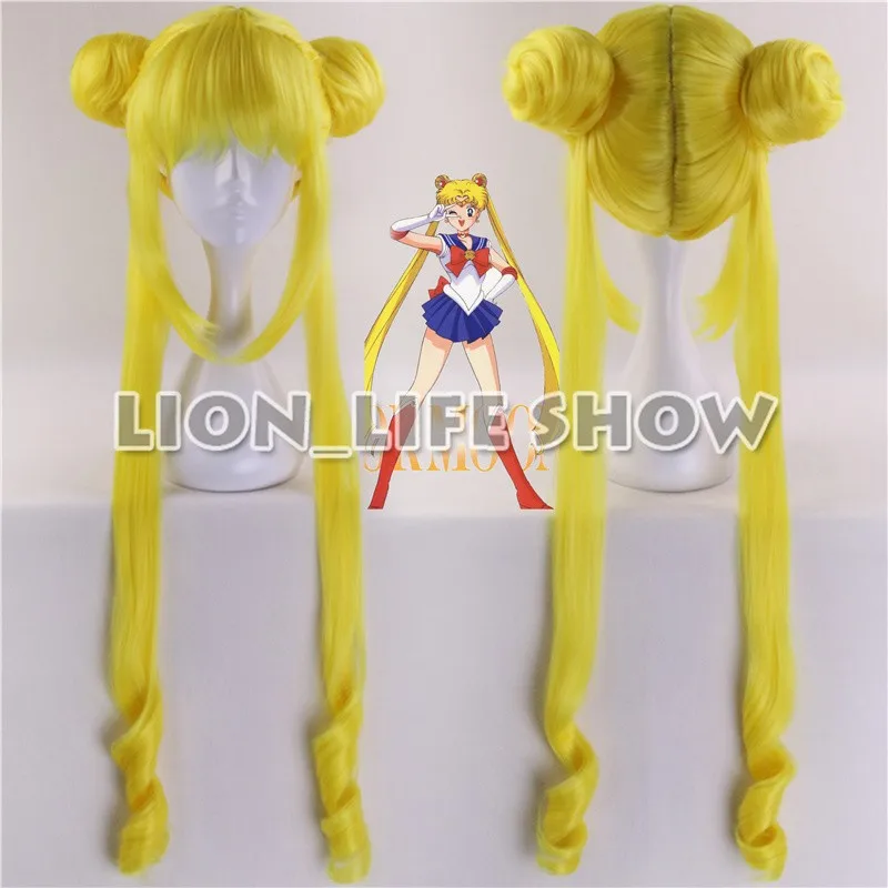 Tsuking Usagi kryształ nowa królowa Serenity księżniczka Serenity Tsuking Usagi super Sailor złoty nakrycia głowy cytrynowo żółty peruka do cosplay