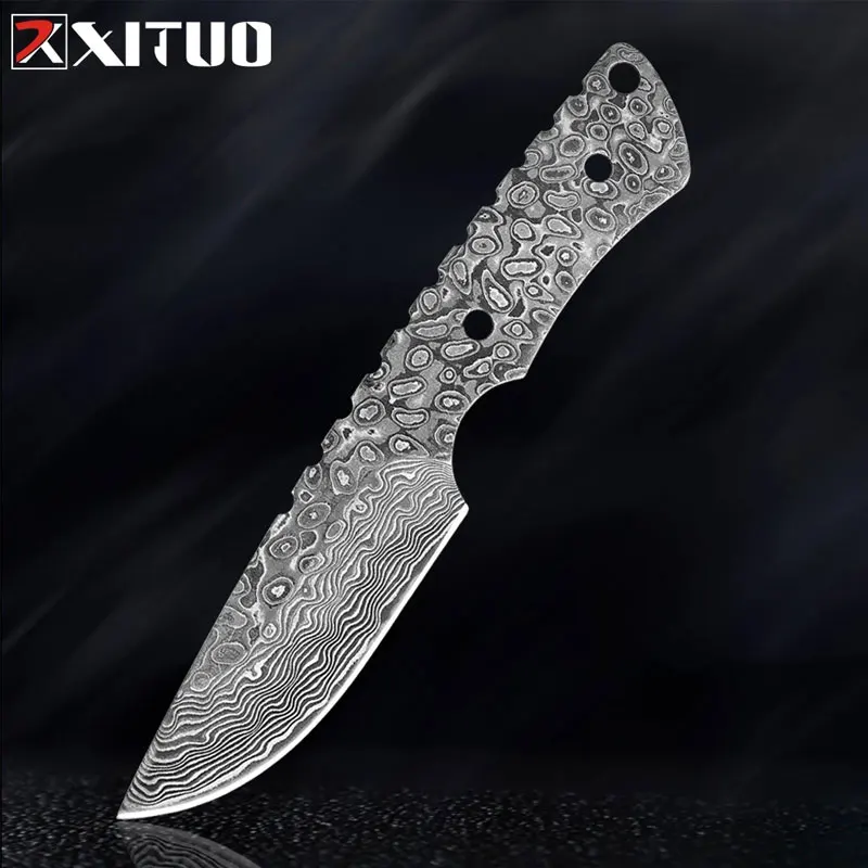 XITUO Handmade Knife Making DIY Blank Blade Heat treated high hardness Damascus steel blades Chef's Fruit Paring Knife Blade