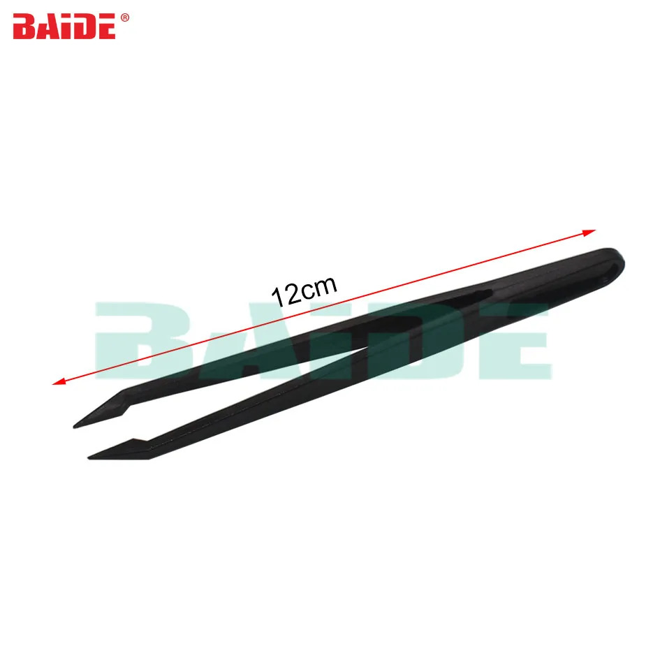 12cm Black Plastic Tweezers Tongs Straight Head Tweezer Curved DIY Tool for Phone Repair 1000pcs/lot