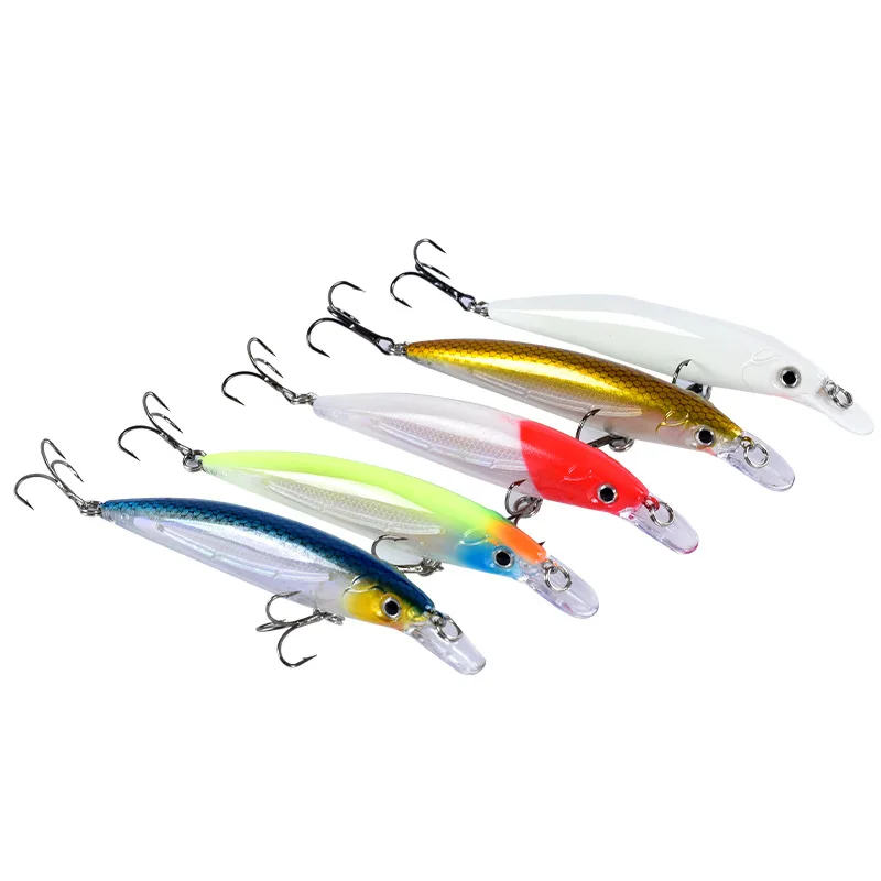 One Set Minnow Fishing Lures 11.5cm/15g Lure Rattling Hard Bait Crankbait Wobbler Fishing Tackle 3D Eyes 5 Colors