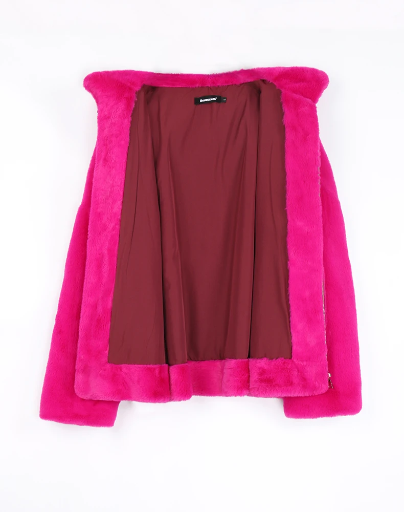Nerazzurri Spring Fluffy Jacket with Rabbit Ears Raglan Sleeve Zipper Oversize Light Soft Harajuku Kawaii Faux Fur Hoodie 2021