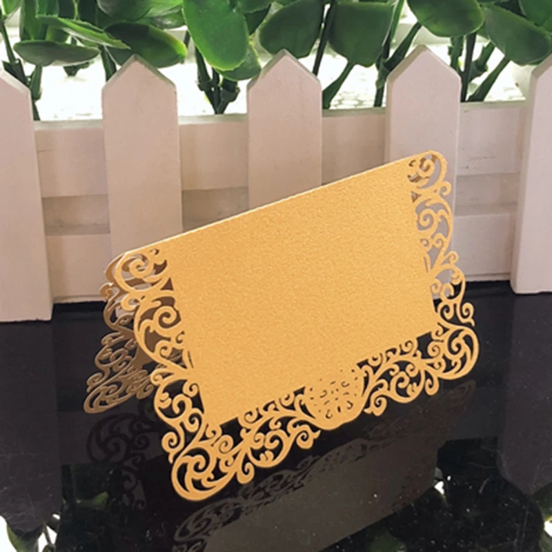 50pcs Lace Name Place Cards Wedding Decoration Pearlescent Table Decor Table Name Message Greeting Card Event Party Supplies