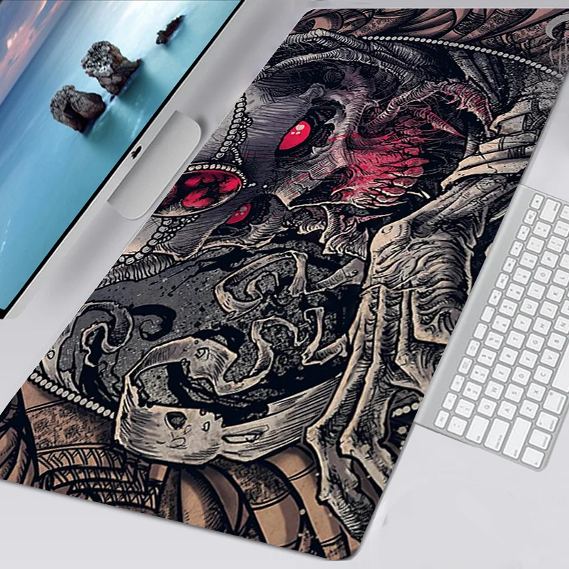 Mouse Pad Gamer XXL Large HD Keyboard Pad Mouse Mat Dark Horror Skull Laptop Natural Rubber Anti-slip Office Mice Pad Mouse Mat