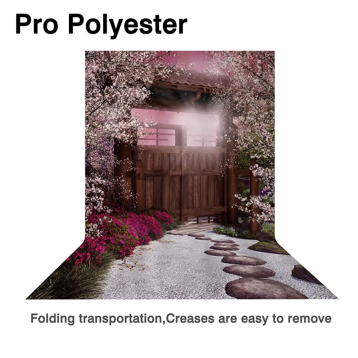 Allenjoy-fundo de fotografia para quintal vintage com porta de madeira-árvore de cerejeira e jardim