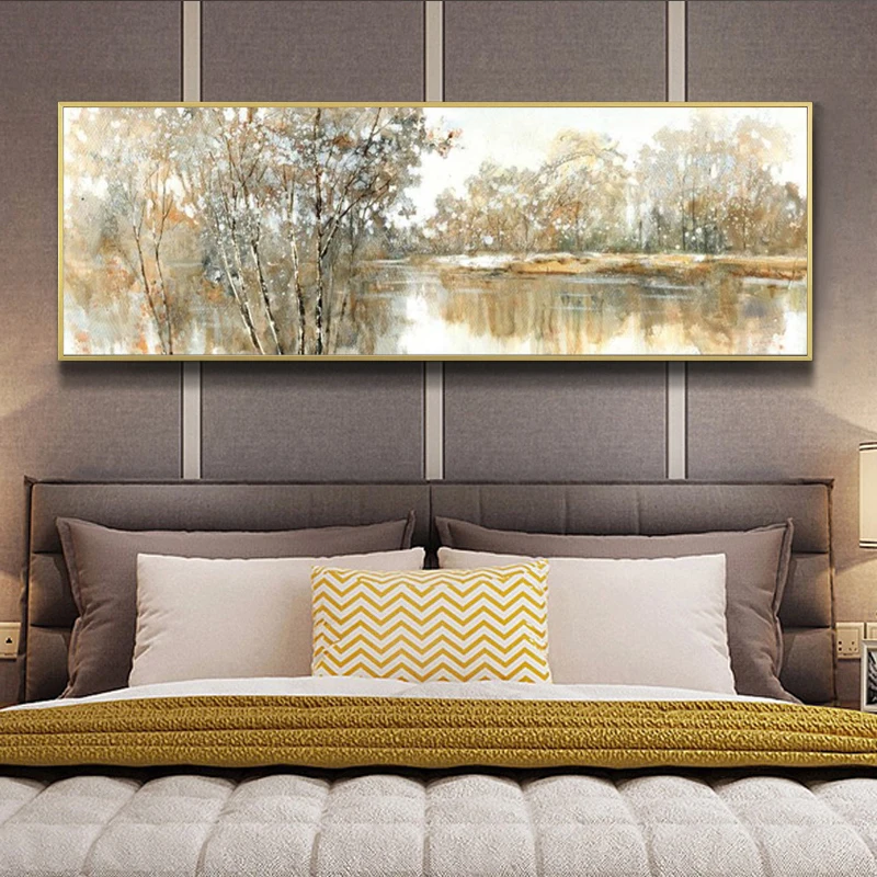 

Abstract Landscape Oil Painting Posters and Prints Wall Art Canvas Painting Trees and Lakes Pictures for Living Room