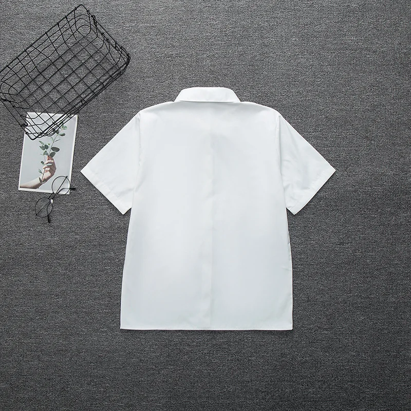 Camicia nera a maniche corte per studenti giapponesi in cotone bianco per ragazze abito da scuola media Jk Uniform top ricamo tascabile