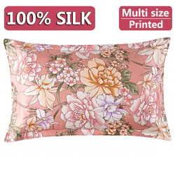 1pc 100% nature mulberry Silk 19 mome charmeuse silk printed pillowcases pillow cases Envelope Closure standard queen king LS005