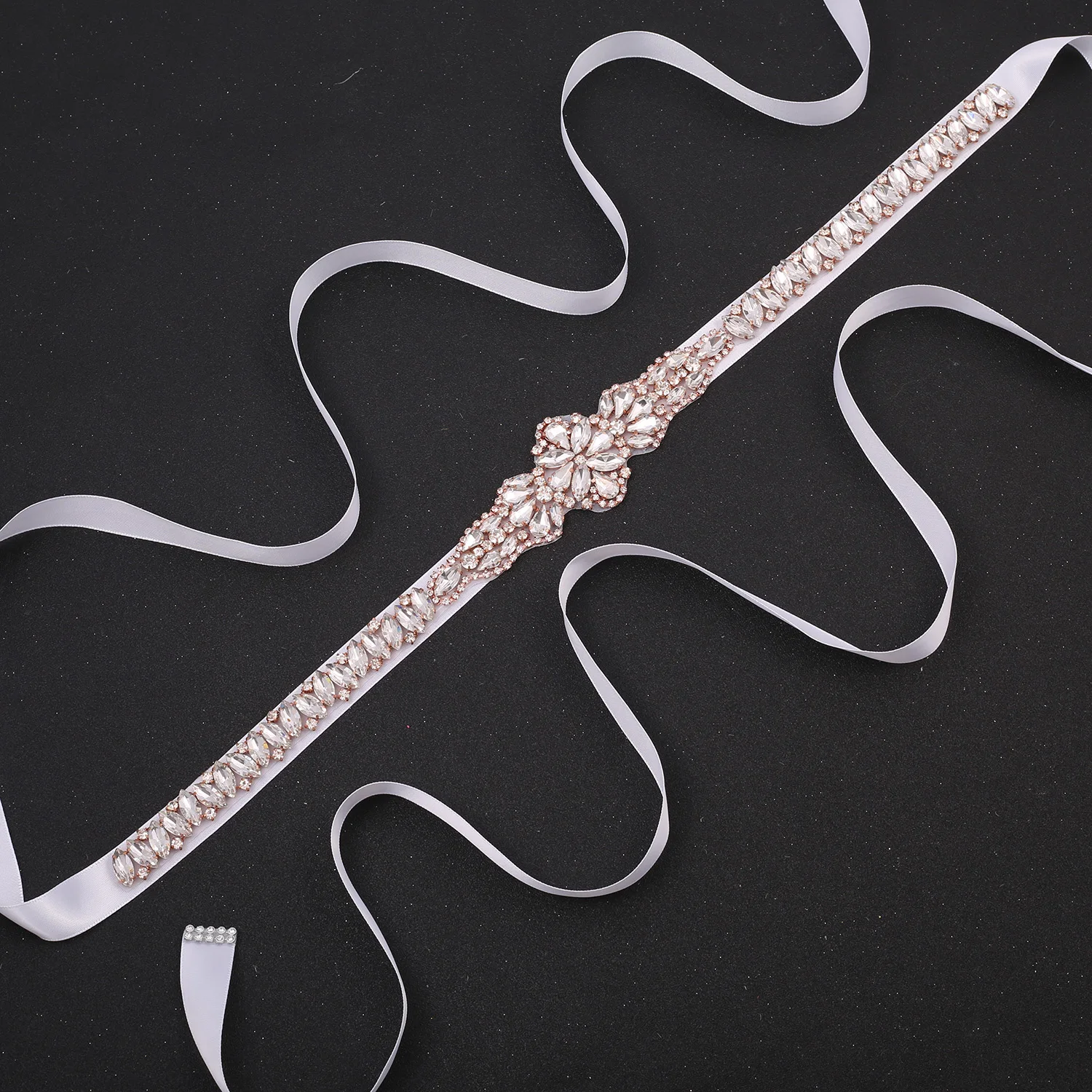 

SESTHFAR Rhinestone Bridal Belts and Sashes Clear Crystal Pearl Wedding Belt for Bride Dress